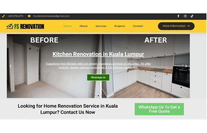 FS Renovation digital marketing portfolio malaysia