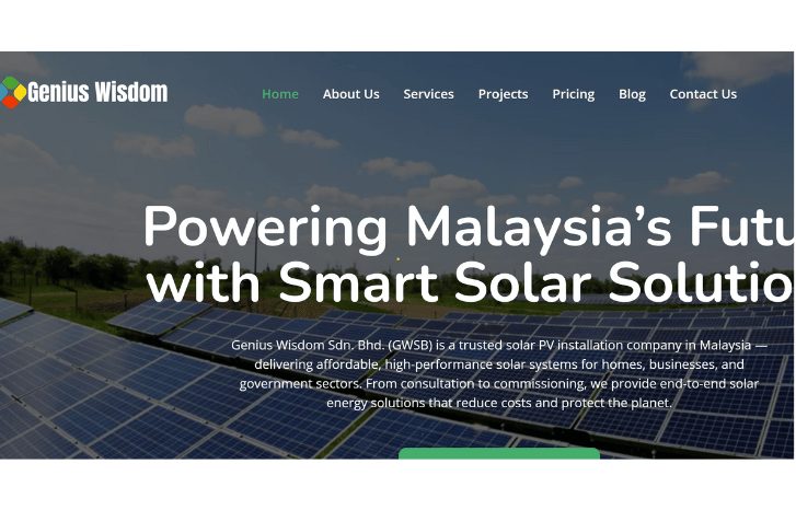 Genius Wisdom Solar digital marketing portfolio Malaysia