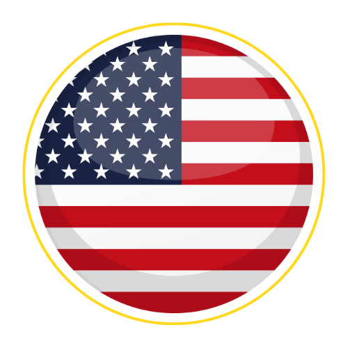 United States flag icon in a circular design